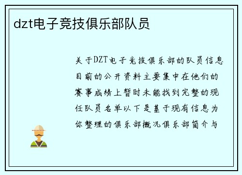 dzt电子竞技俱乐部队员