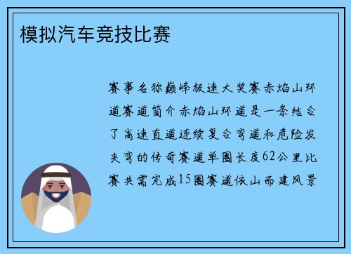 模拟汽车竞技比赛